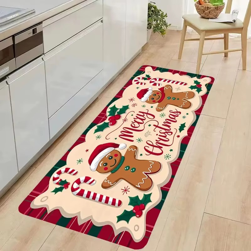 Christmas Gingerbread Man Doormat Soft Noise Reducing Entrance Rug