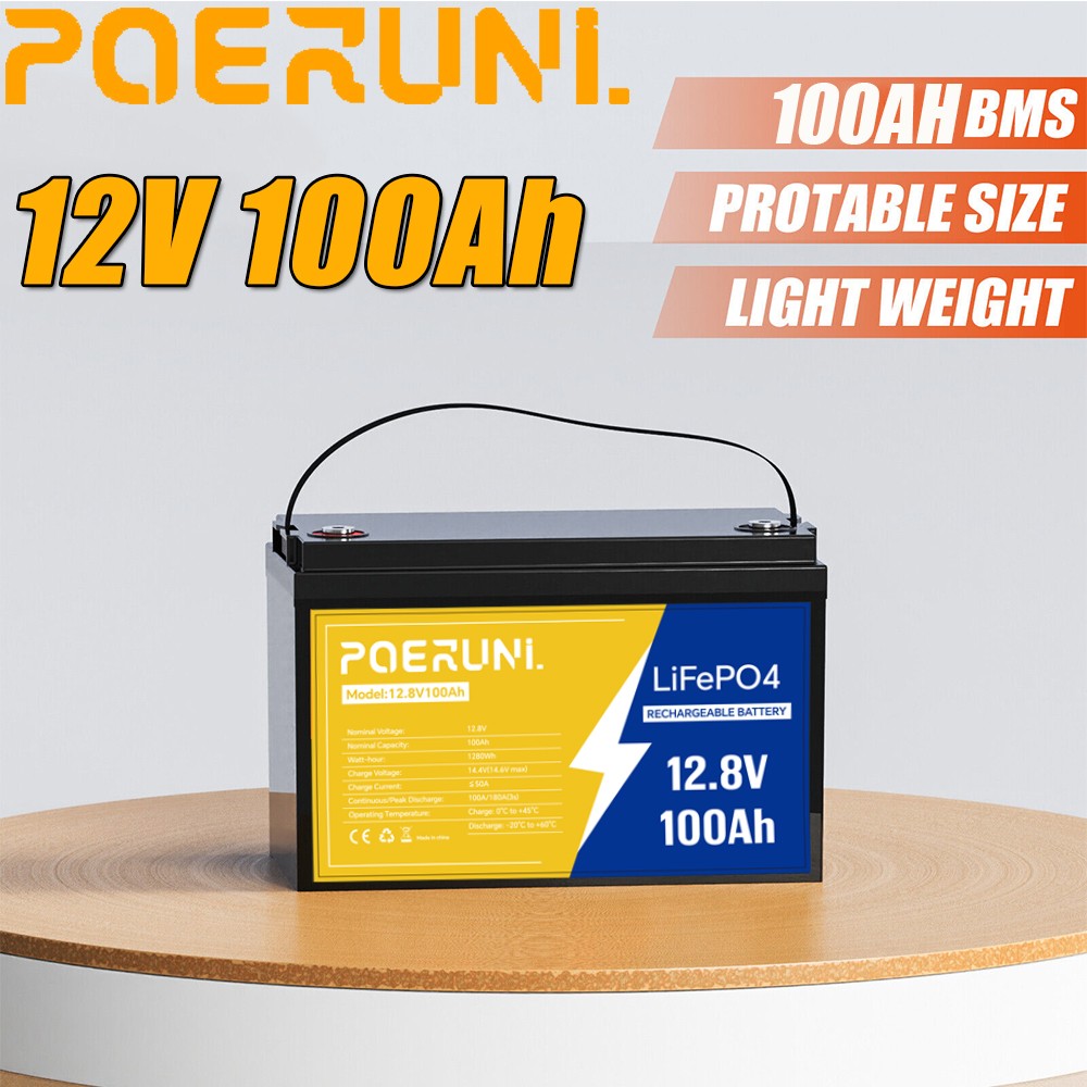 NEW 12V 100Ah LiFePO4 Lithium Battery 8000+ Deep Cycle BMS for Solar RV Off-grid