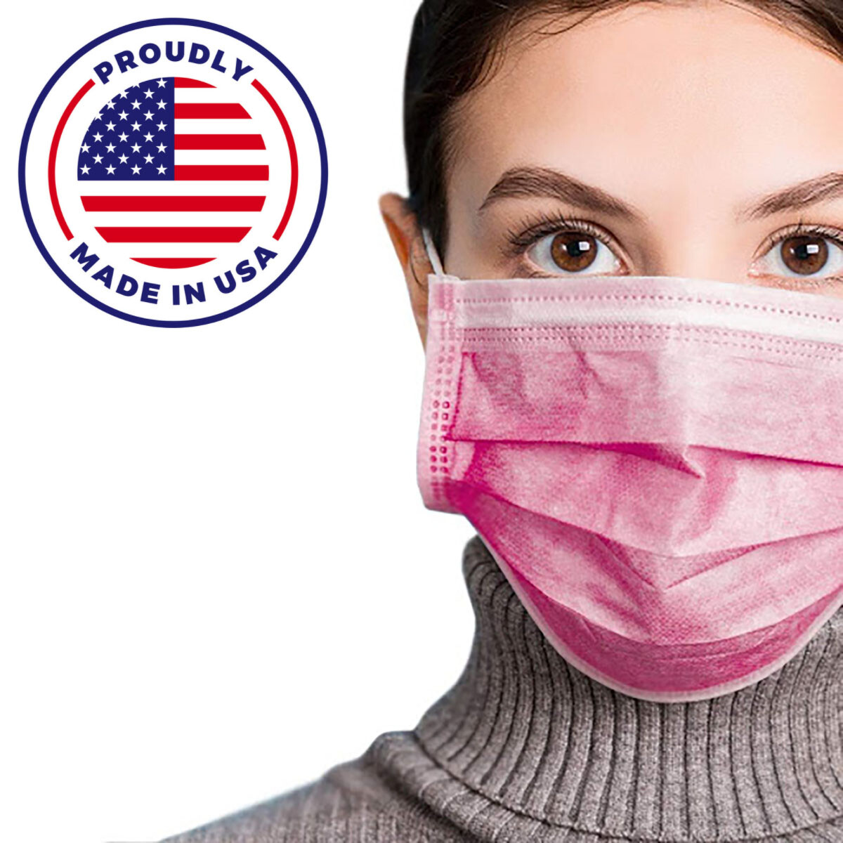 50 PCS PINK Color Face Mask Mouth & Nose Protector Respirator Masks Made in USA 50 PCS PINK Color Face Mask Mouth & Nose Protector Respirator Masks Made in USA