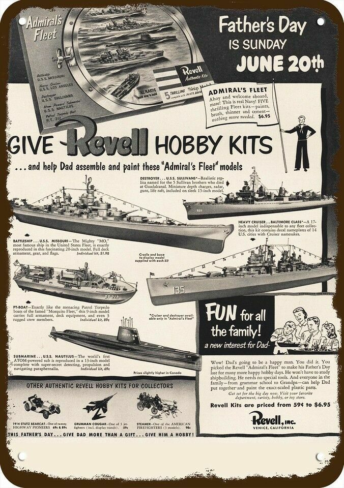 1954 REVELL ADMIRAL'S FLEET Ships Vintage-Look **DECORATIVE REPLICA METAL SIGN** 1954 REVELL ADMIRAL'S FLEET Ships Vintage-Look **DECORATIVE REPLICA METAL SIGN**