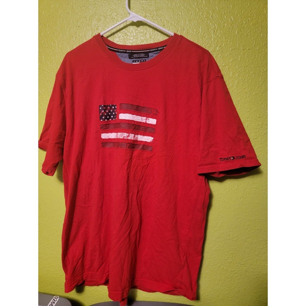 Sleeve Graphic Tee Mens & Womens, Gildan Heavy Cotton, Vintage USA Flag Red