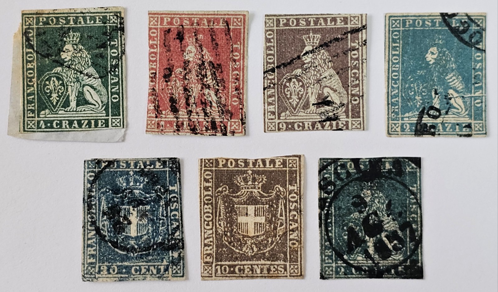 TUSCANY CLASSICS RARE & Beautiful 1852-60 Lot of 7 Used Both Wmks. €2,000+