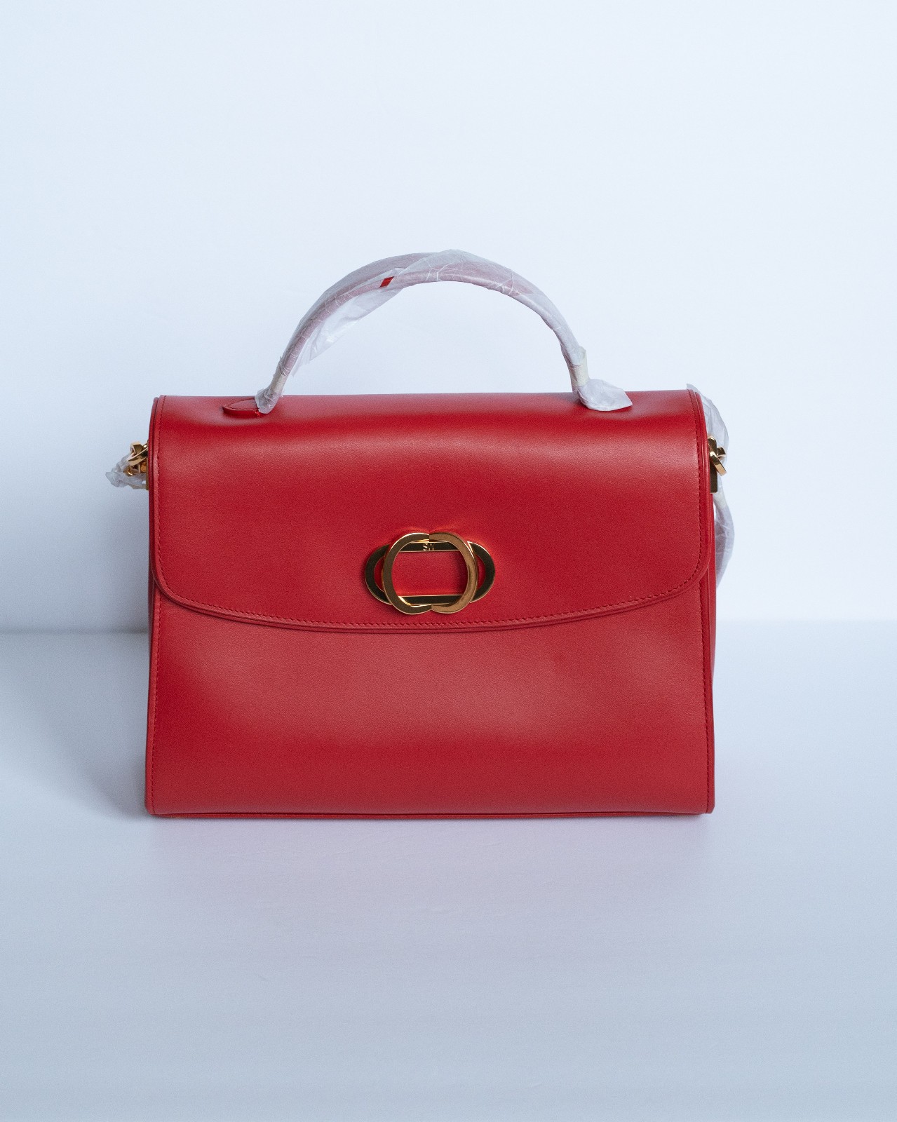 Stuart Weitzman Adelina Handbag Ruby Red Leather and Gold - Capsule Release 2020