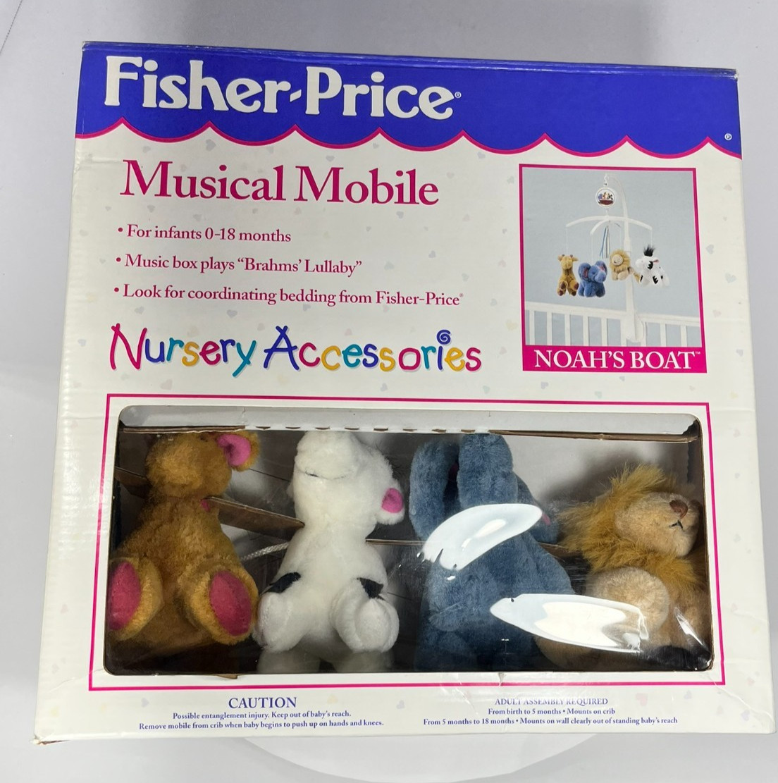 Vintage 1997 Fisher Price Noahs Boat Musical Mobile 06607 Crib Nursery Boxed Vintage 1997 Fisher Price Noahs Boat Musical Mobile 06607 Crib Nursery Boxed