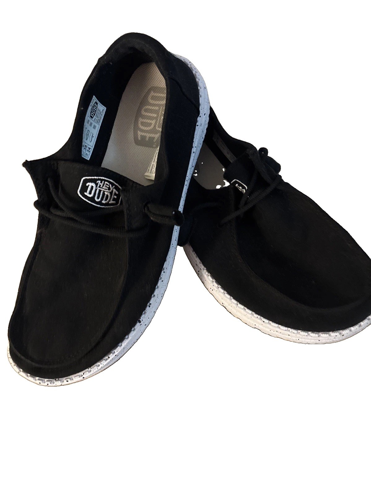 Hey Dude Wendy Slub Canvas Womens Slip On Loafer Size 8W Black Comfort Foam Hey Dude Wendy Slub Canvas Womens Slip On Loafer Size 8W Black Comfort Foam