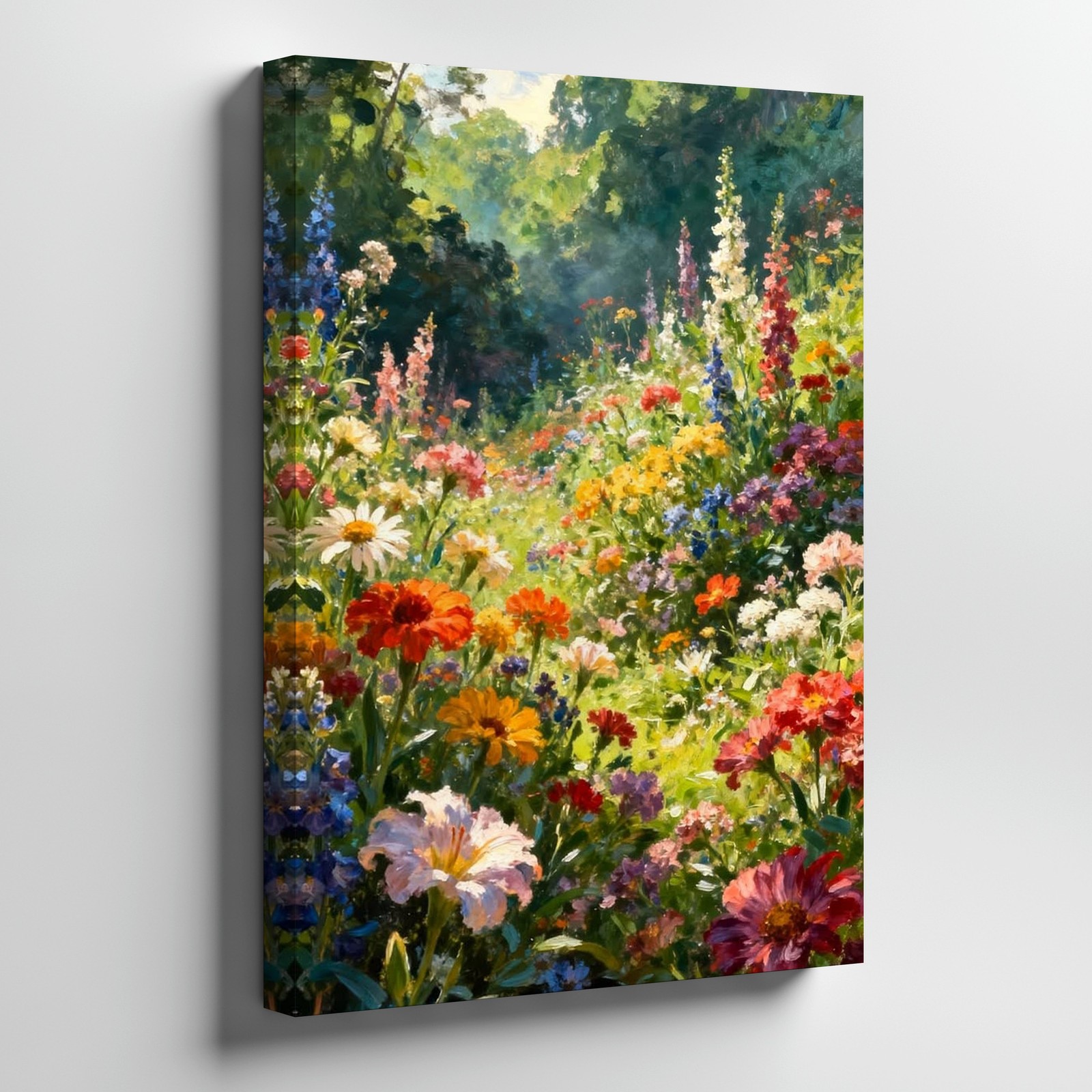 Colorful Summer Garden Flowers And Greenery Landscape Canvas Wall Art Print Colorful Summer Garden Flowers And Greenery Landscape Canvas Wall Art Print