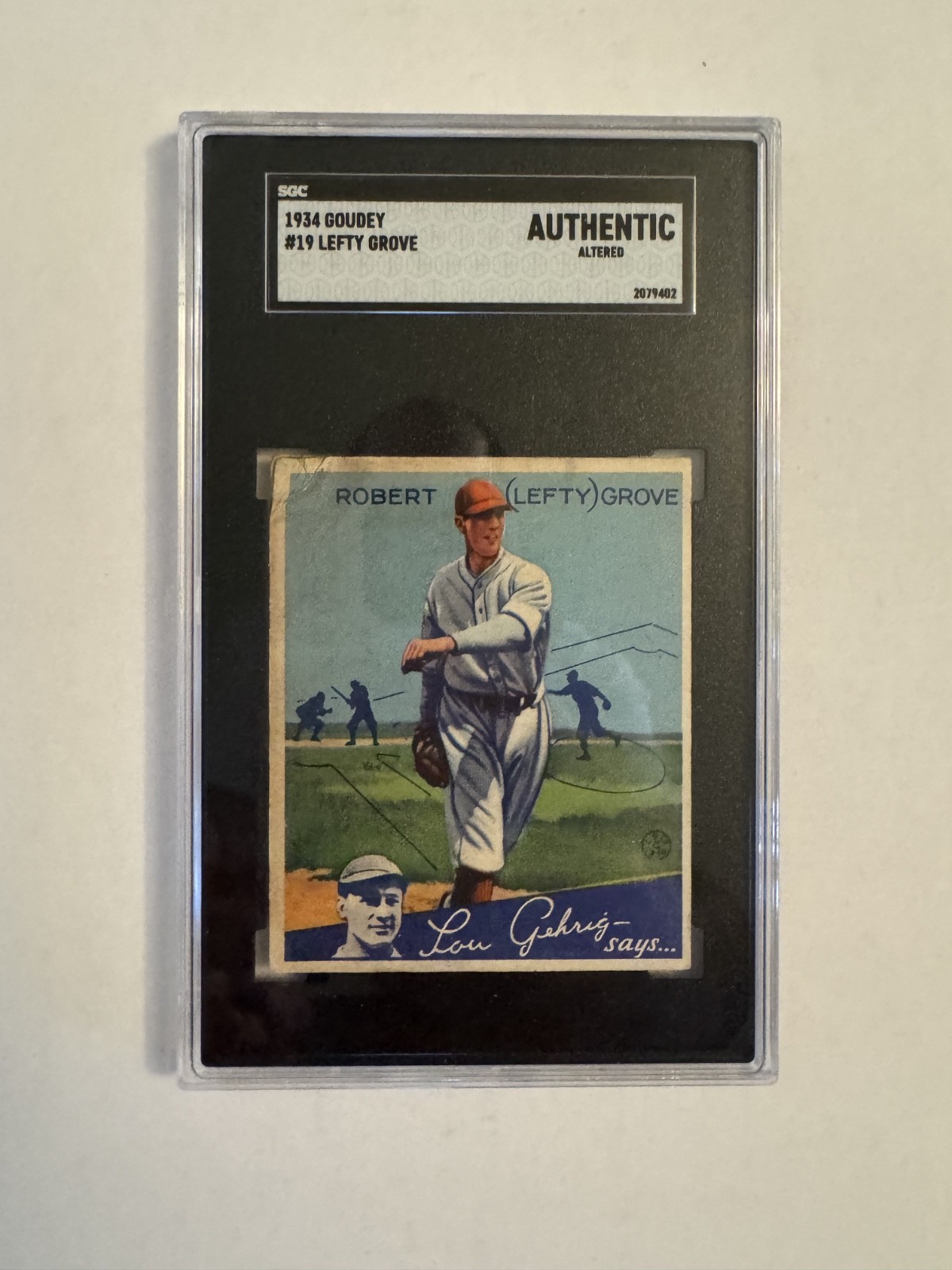 1934 Goudey #19 Lefty Grove - Boston Red Sox - HOF - SGC A High Eye Appeal 1934 Goudey #19 Lefty Grove - Boston Red Sox - HOF - SGC A High Eye Appeal