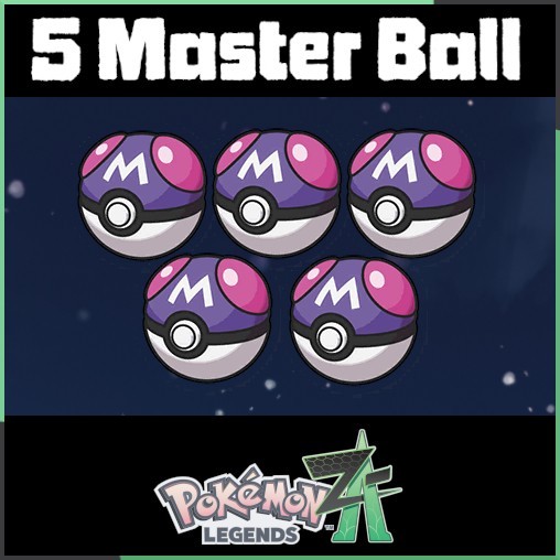 5 Master Ball Bundle Pokemon Item Masterball 100% Catch Pokémon Legends: Z-A ZA
