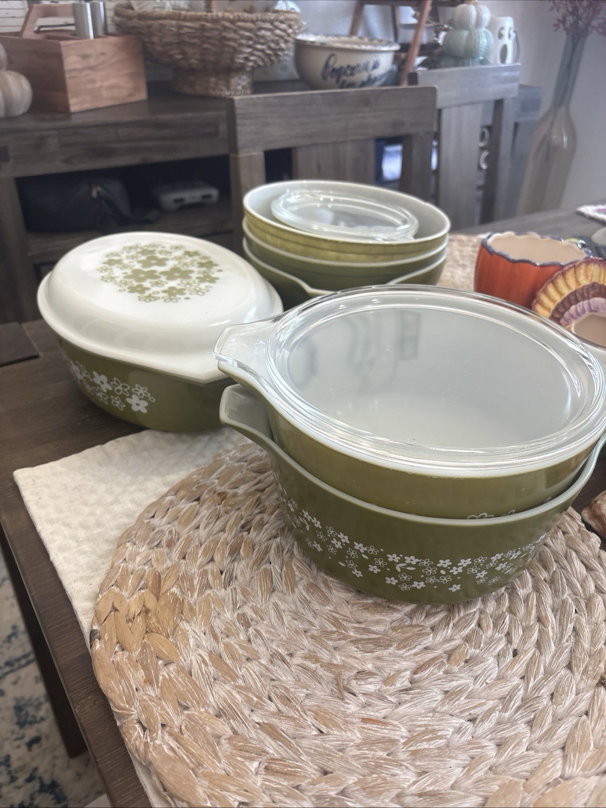 Vintage Pyrex Spring Blossom Crazy Daisy 7 Piece Lot Bowls & Covered Casserole Vintage Pyrex Spring Blossom Crazy Daisy 7 Piece Lot Bowls & Covered Casserole