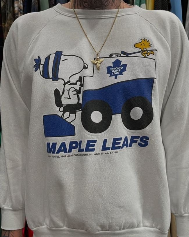 1987 Toronto Maple Leafs Snoopy Crewneck Sweatshirt Hockey RM1903