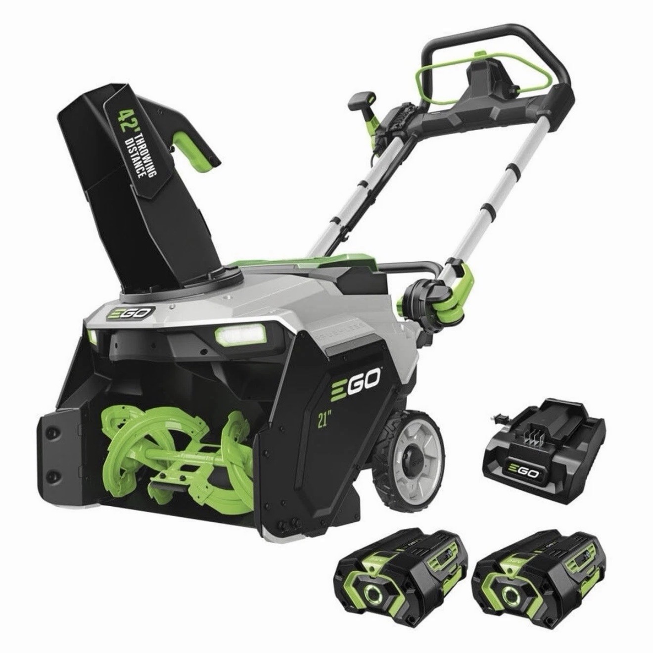 EGO SNT2122 21in Single-Stage Snow Blower Kit 2x 4.0Ah Batteries CH3200 EGO SNT2122 21in Single-Stage Snow Blower Kit 2x 4.0Ah Batteries CH3200