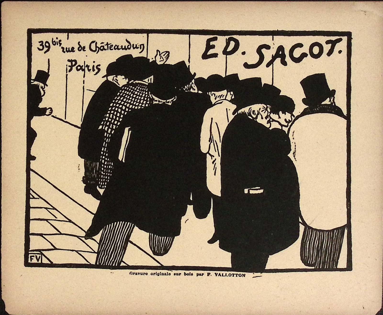Les Amateurs d\'Estampes Félix Vallotton  Woodcut for Edmond Sagot 6.25x7.75\