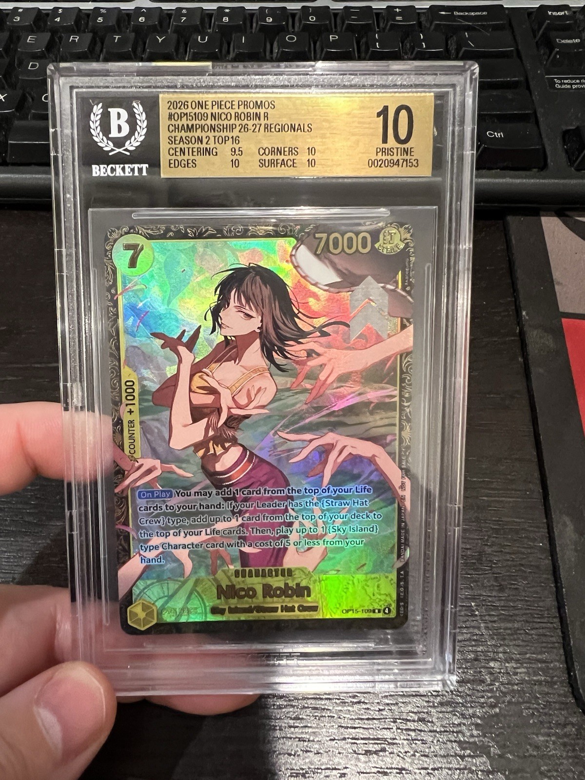 ONE PIECE Nico Robin Regional Promo Top 16 OP15109 Championship 2026 BGS 10 Eng ONE PIECE Nico Robin Regional Promo Top 16 OP15109 Championship 2026 BGS 10 Eng