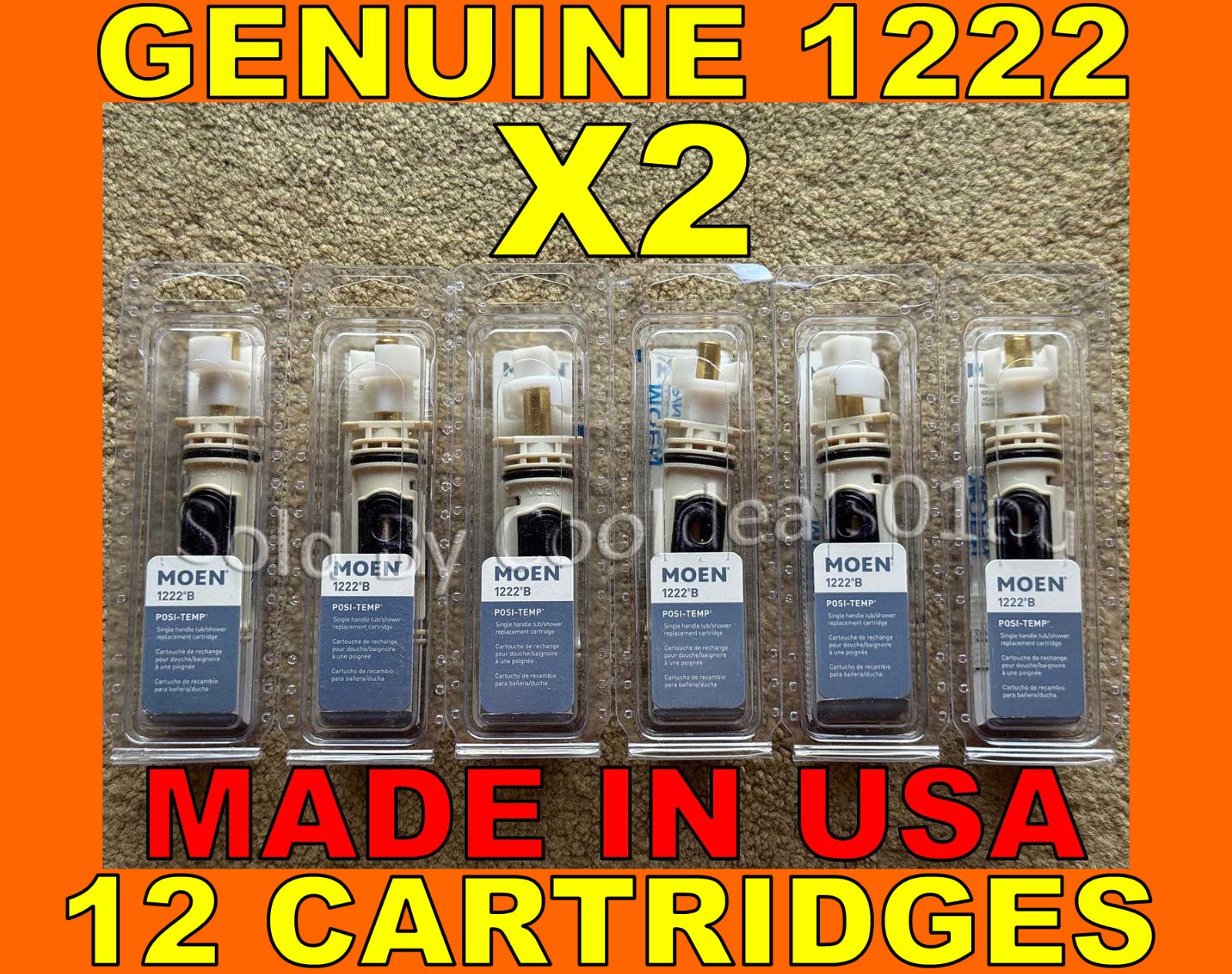 NEW 12 GENUINE MOEN 1222 POSI-TEMP Shower/Tub 1222B Cartridge Lot MADE in USA NEW 12 GENUINE MOEN 1222 POSI-TEMP Shower/Tub 1222B Cartridge Lot MADE in USA