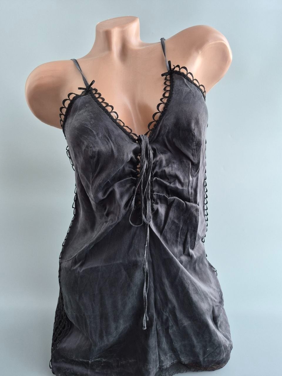 La Perla Black Silk Lace Camisole Babydoll Lingerie Size 1 Made in Italy