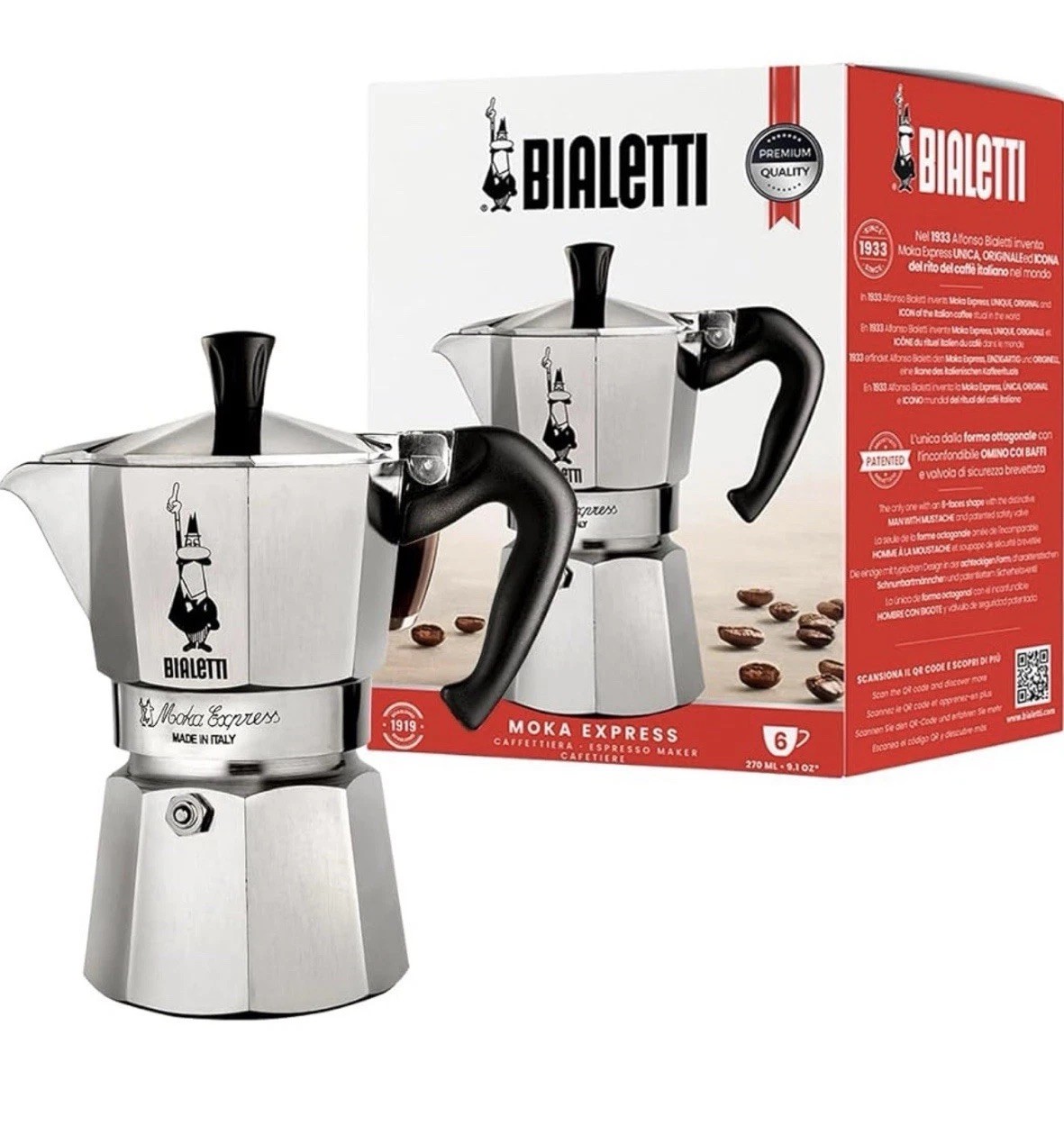 Bialetti Moka Express Italian Espresso Maker 6 Cup 270ml 9.1oz Bialetti Moka Express Italian Espresso Maker 6 Cup 270ml 9.1oz