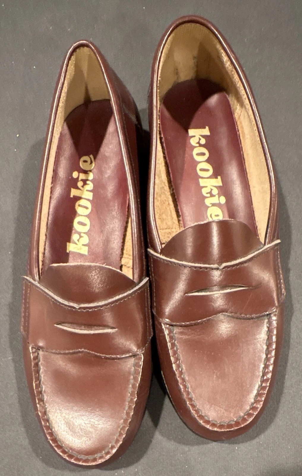 Vintage Kooki Women\'s Brown Leather Penny Loafers 80s 90s Size 7 N