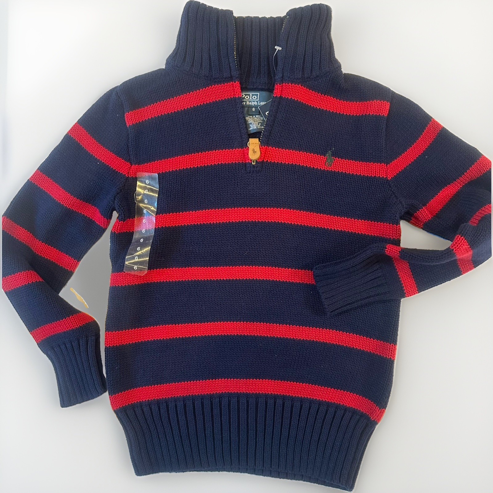 New Polo Ralph Lauren Boys\' Striped Cotton Zip Sweater New Polo Ralph Lauren Boys\' Striped Cotton Zip Sweater