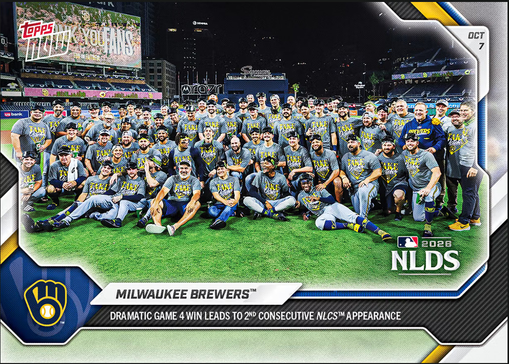 Milwaukee Brewers WIN NLDS - 2026 MLB Topps NOW® - Card 774 PRE-SALE Milwaukee Brewers WIN NLDS - 2026 MLB Topps NOW® - Card 774 PRE-SALE