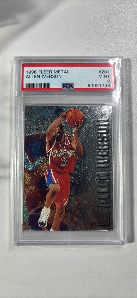 1996 Fleer Metal #201 Allen Iverson Rookie PSA 9 Mint 76er\'s HOF~(KS) 1996 Fleer Metal #201 Allen Iverson Rookie PSA 9 Mint 76er\'s HOF~(KS)