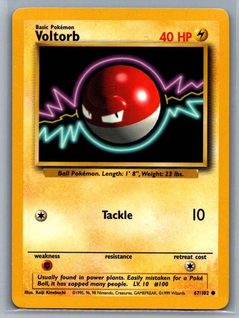 Voltorb #67/102 Base Set Unlimited (Keiji Kinebuchi) Pokemon - NM-/LP+