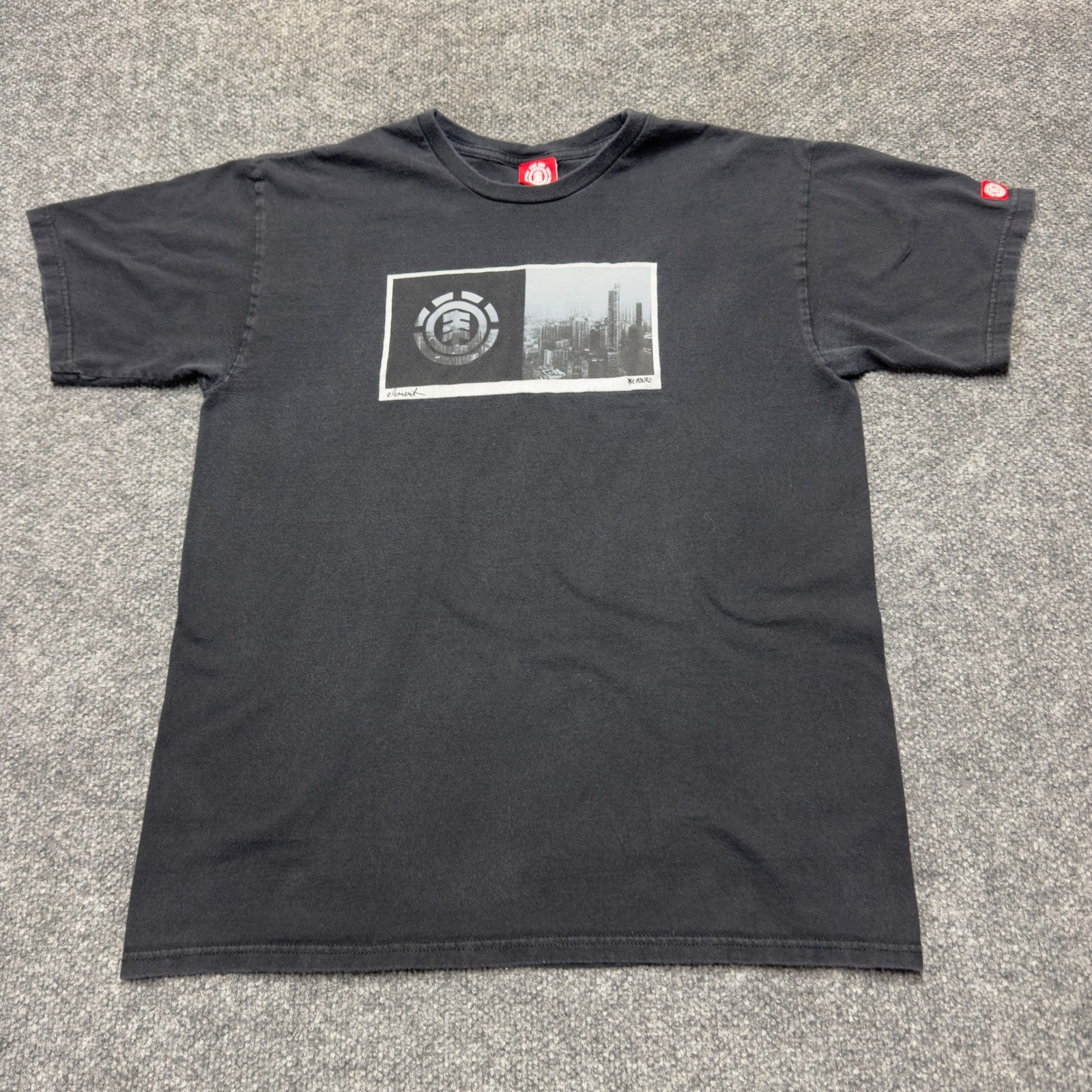 Vintage 90s Element Endure Shirt Black Cityscape Logo Skate Shirt Men Medium
