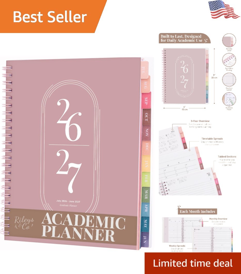 2026-2027 Student Planner: Daily, Weekly & Monthly Layout, Twin-Wire Binding