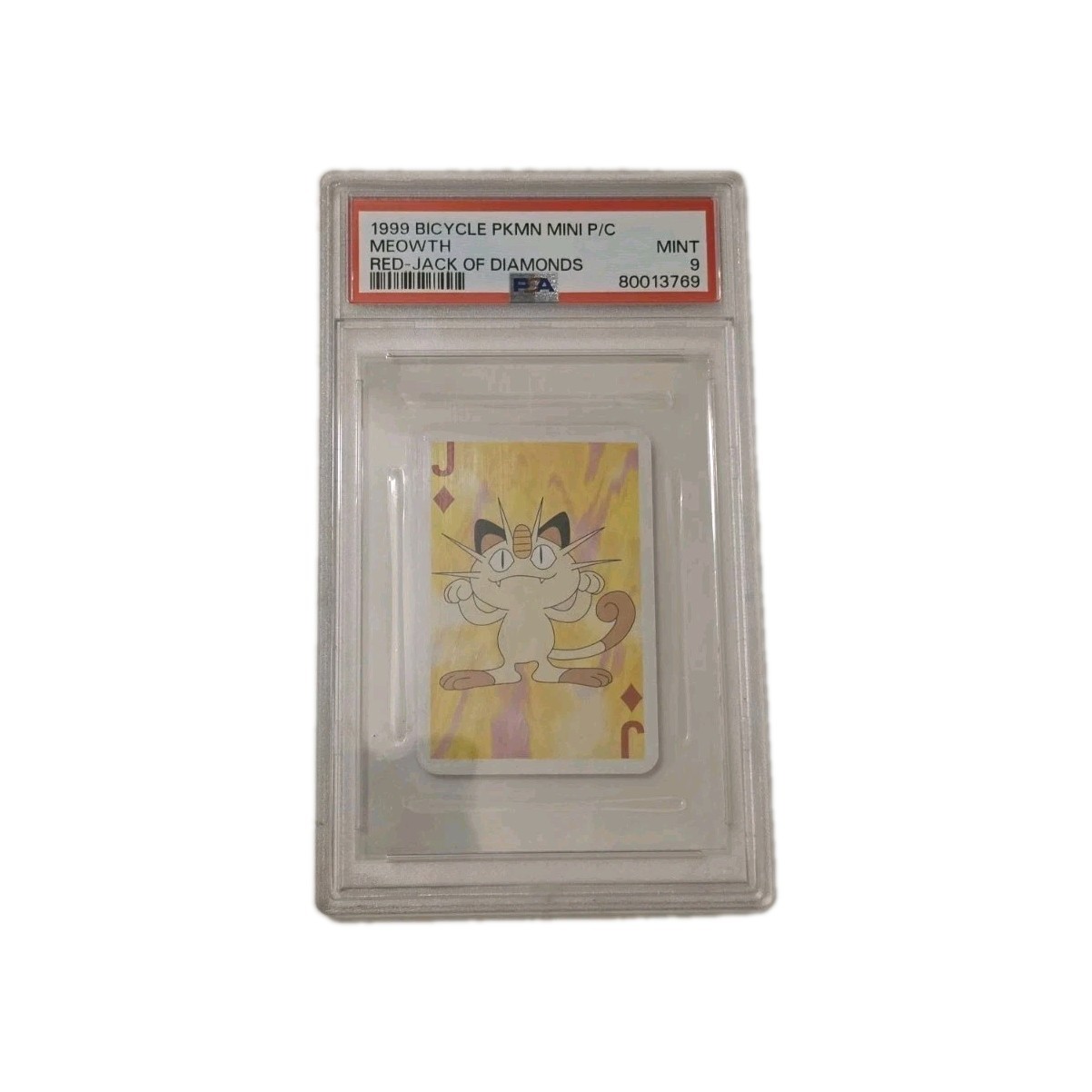 1999 Bicycle Pokemon Mini P/c Meowth Red-jack Of Diamonds Psa 9 Mint 🔥 Low POP 1999 Bicycle Pokemon Mini P/c Meowth Red-jack Of Diamonds Psa 9 Mint 🔥 Low POP