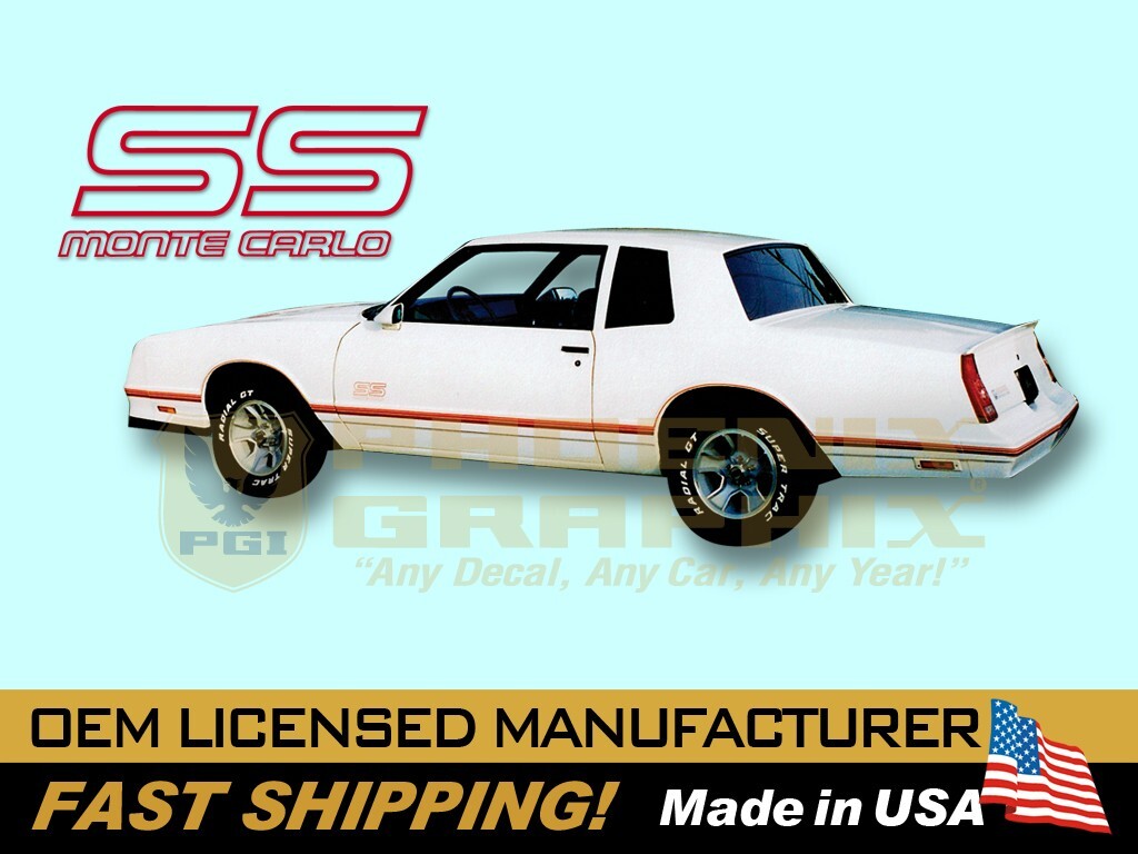 1987 1988 Monte Carlo SS Super Sport Decals Stripes 3-Color Graphics Kit