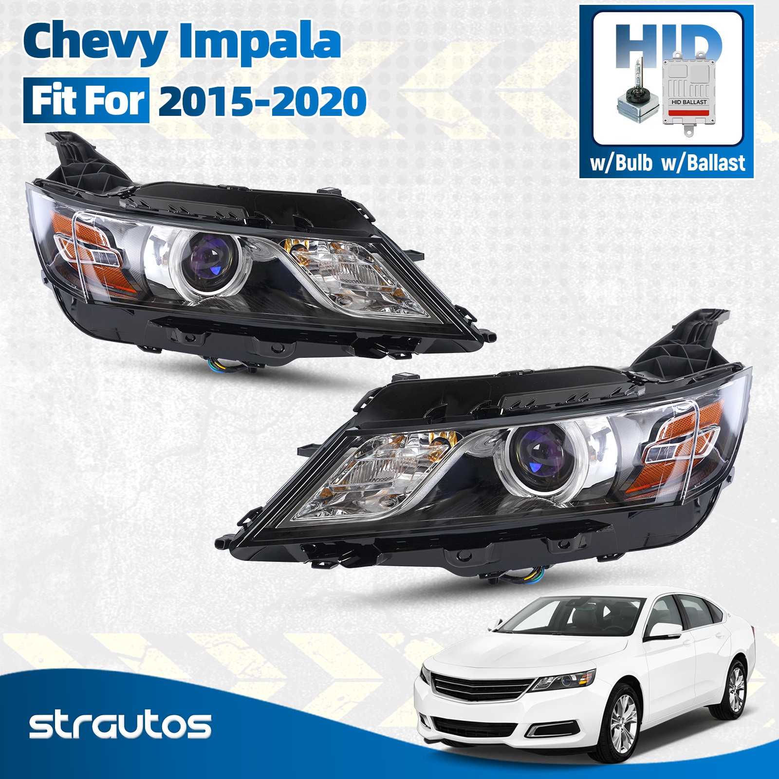 For 2014-2020 Chevy Impala HID/Xenon Headlight w/Ballast w/Bulb Left+Right Pair For 2014-2020 Chevy Impala HID/Xenon Headlight w/Ballast w/Bulb Left+Right Pair