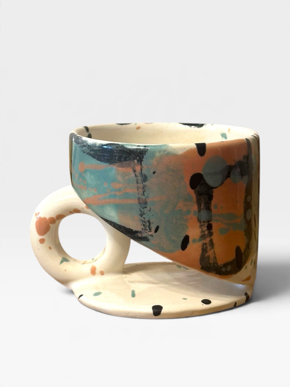 Vintage Original Peter Shire Echo Park Pottery Ceramic Mug Splatter Signed Vintage Original Peter Shire Echo Park Pottery Ceramic Mug Splatter Signed