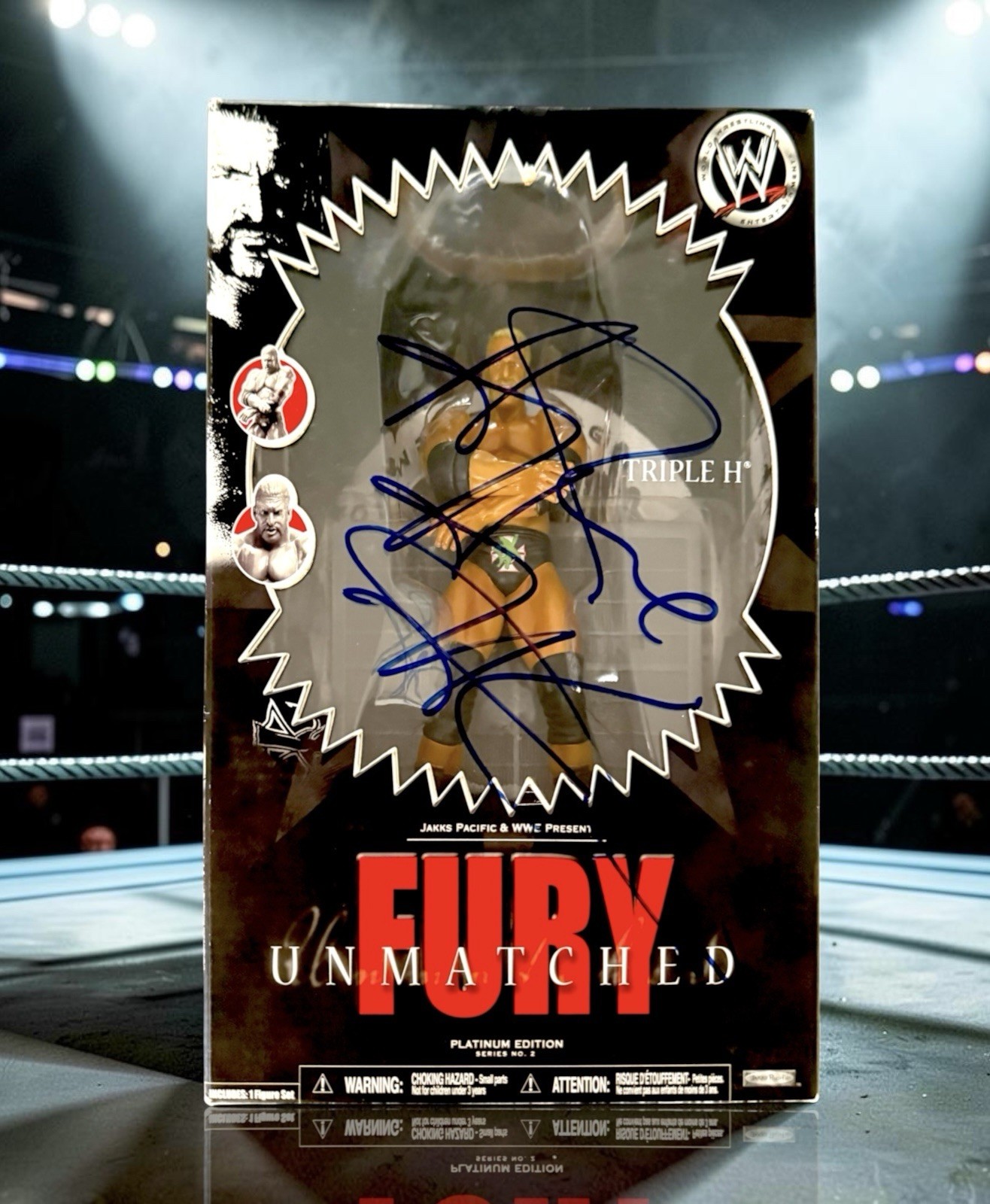 WWE TRIPLE H SIGNED UNMATCHED FURY SERIES 2 TOY ACTION FIGURE WITH JSA COA RARE