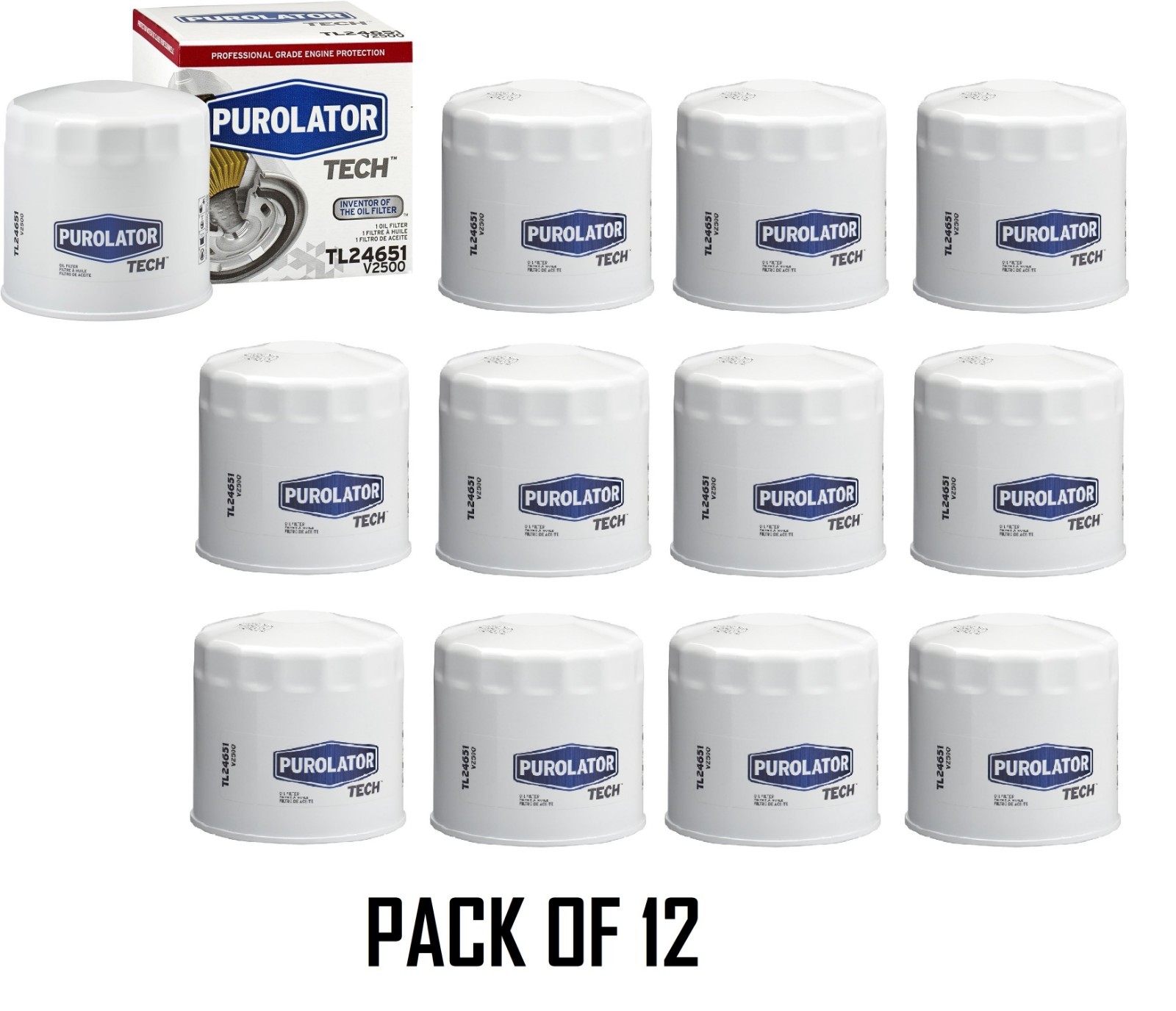 12 Pack Purolator TECH TL24651 Engine Oil Filter Spin-On Replacement Filters