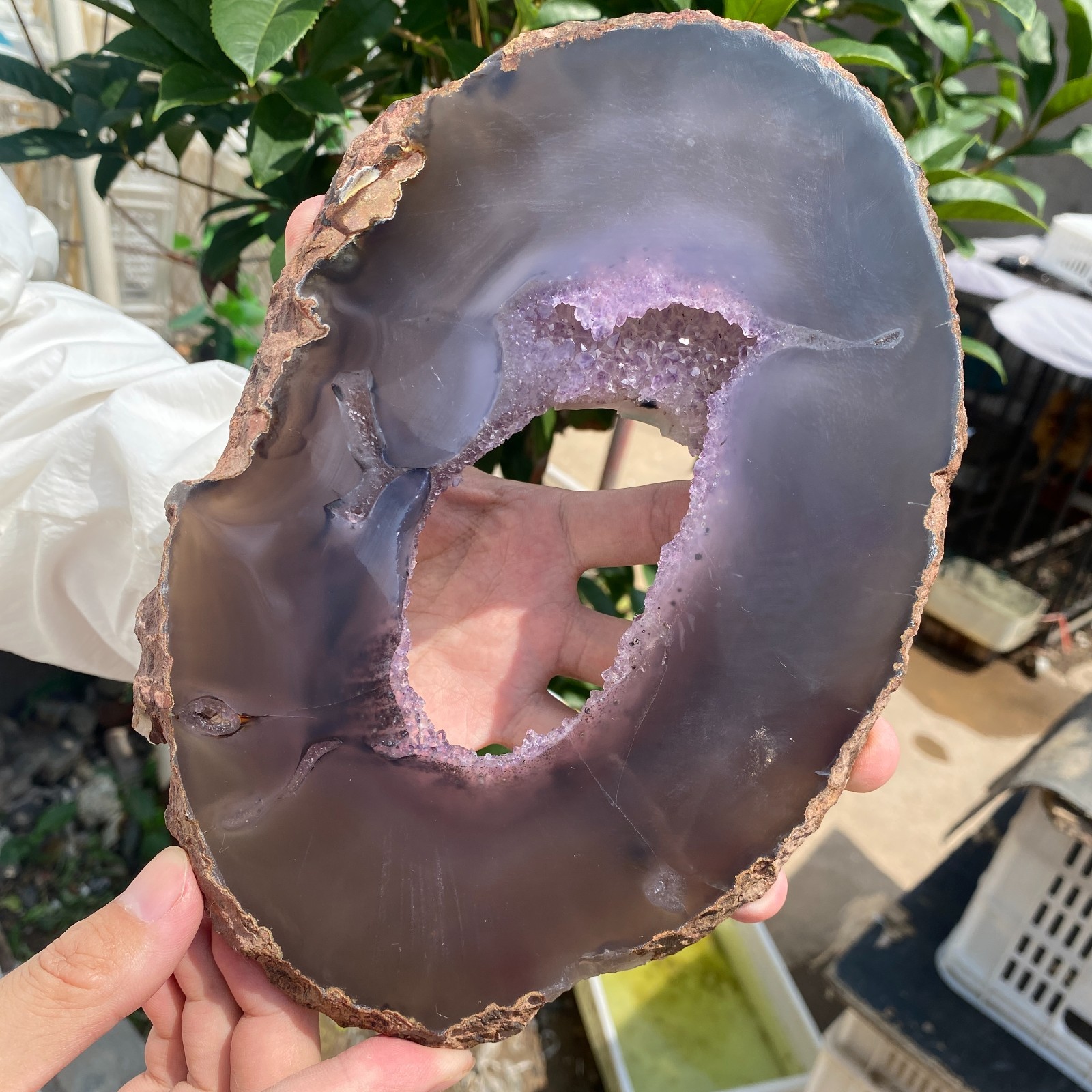 1.6LB Natural Amethyst agate geode quartz cluster crystal specimen Healing