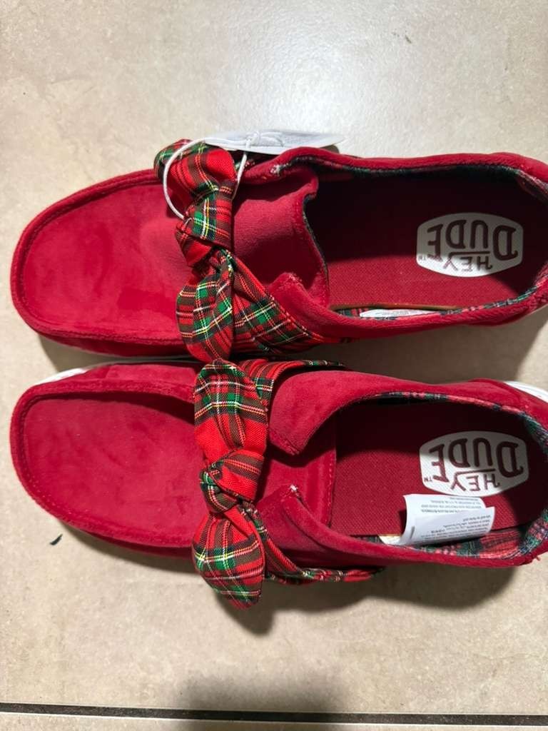 NWT Hey Dude Wendy Bow Tartan Plaid Women\'s MSRP $74.99
