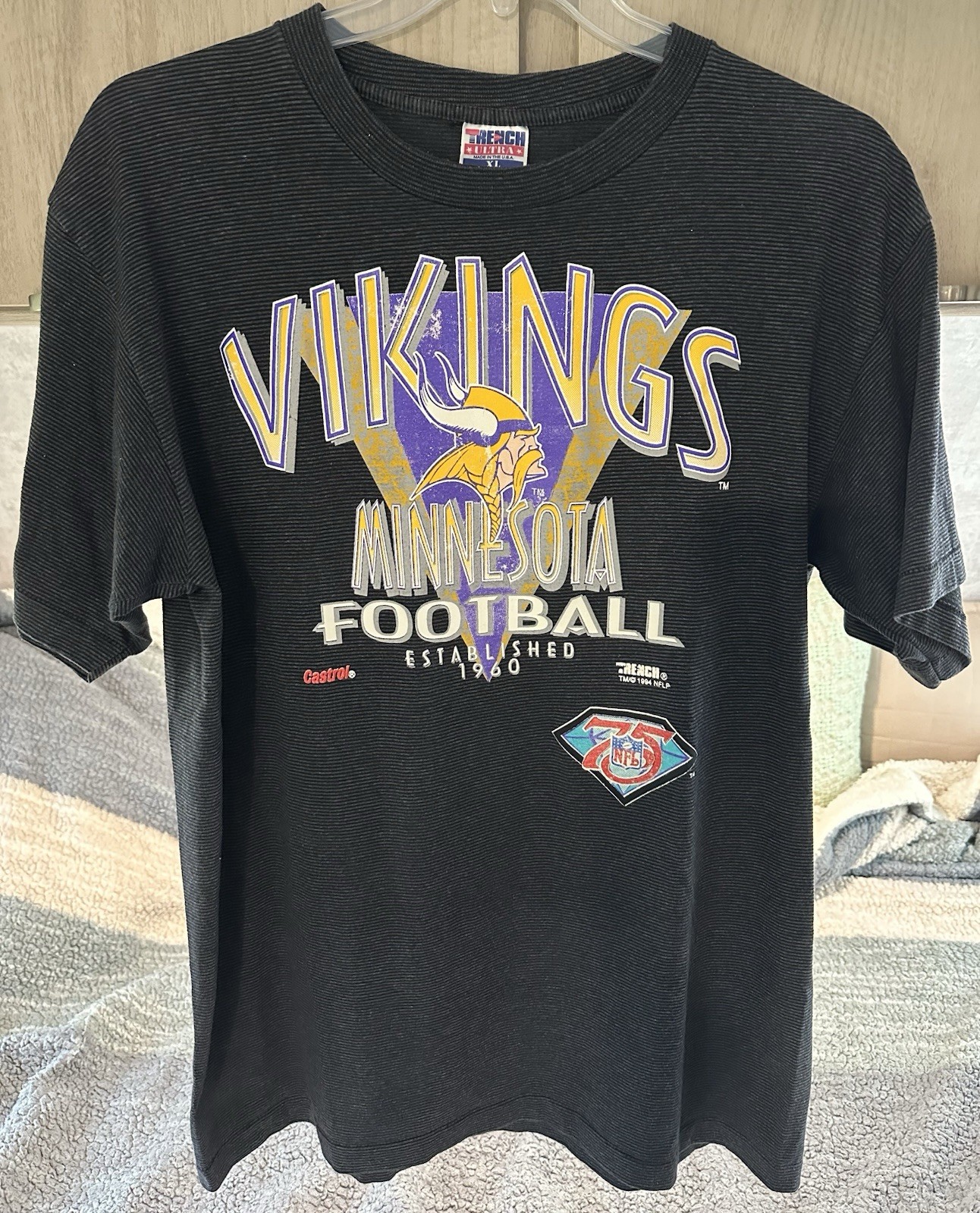 Vintage 1994 Minnesota Vikings NFL 75th Men’s XL Trench Tag/Black Single Stitch