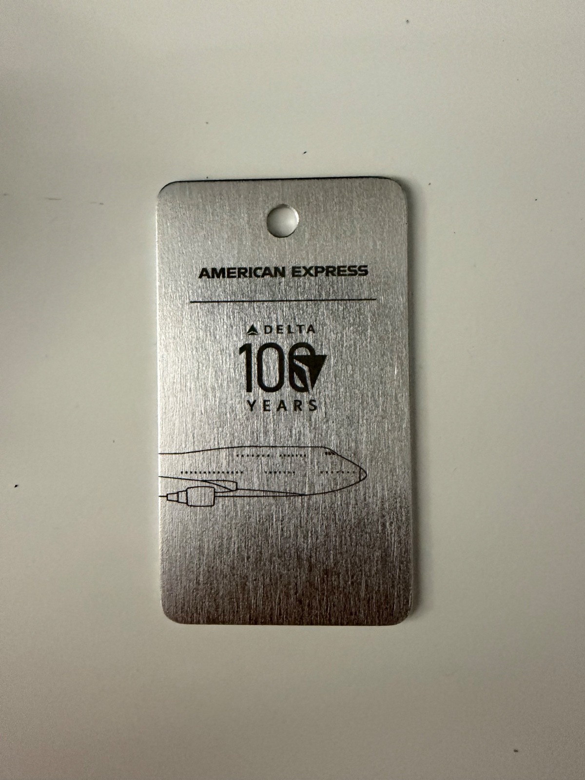 Delta Airlines 747 Plane Centennial American Express Metal Bag Tag Delta Airlines 747 Plane Centennial American Express Metal Bag Tag