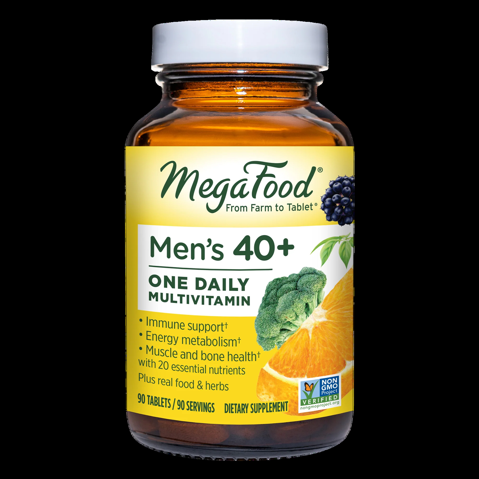 MegaFood Men 40 + One Daily 90 Tabs - Energy Metabolism, Immune, Muscle, Bone