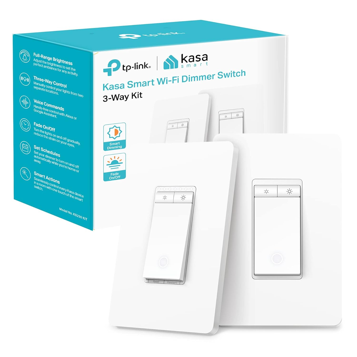 Kasa Smart 3-Way Dimmer Switch Kit, KS230 KIT V2, Need Neutral Wire