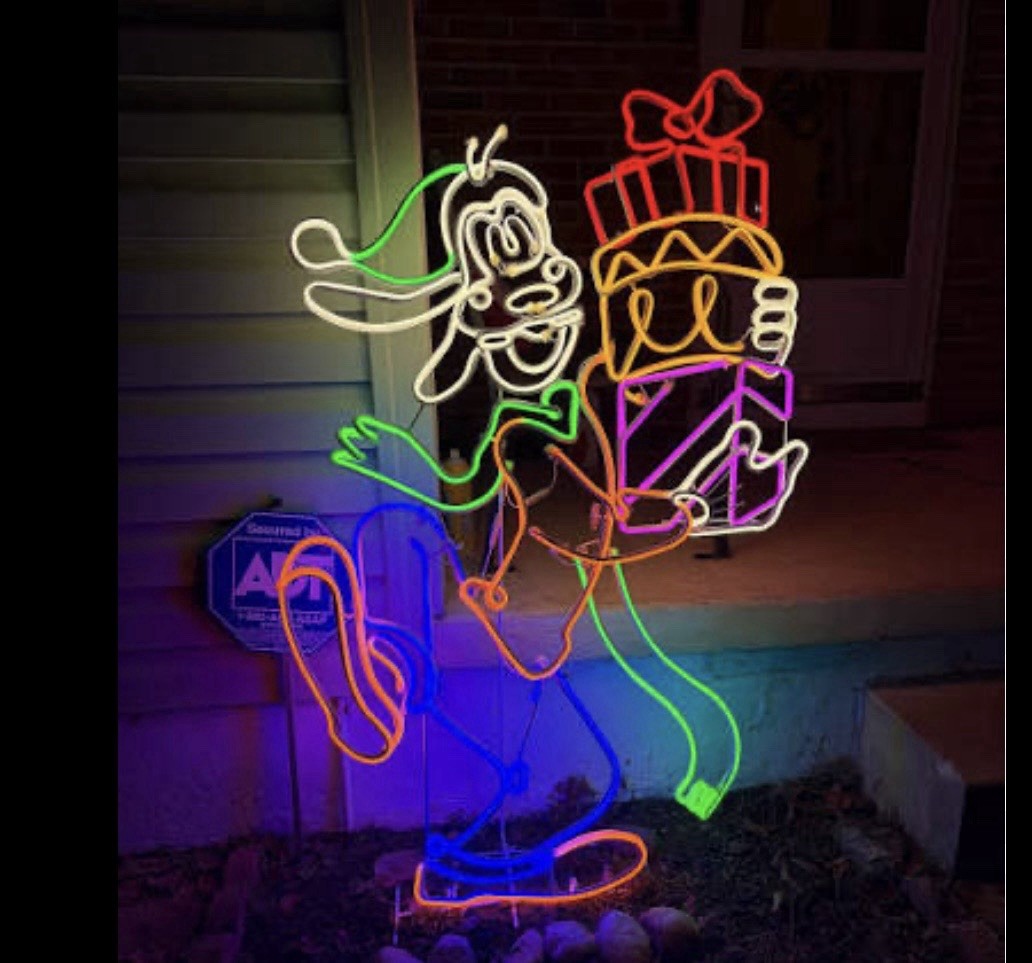 Disney 53.15-In Goofy Neon Decor Stacked Presents LED Lighted Outdoor Figure Disney 53.15-In Goofy Neon Decor Stacked Presents LED Lighted Outdoor Figure