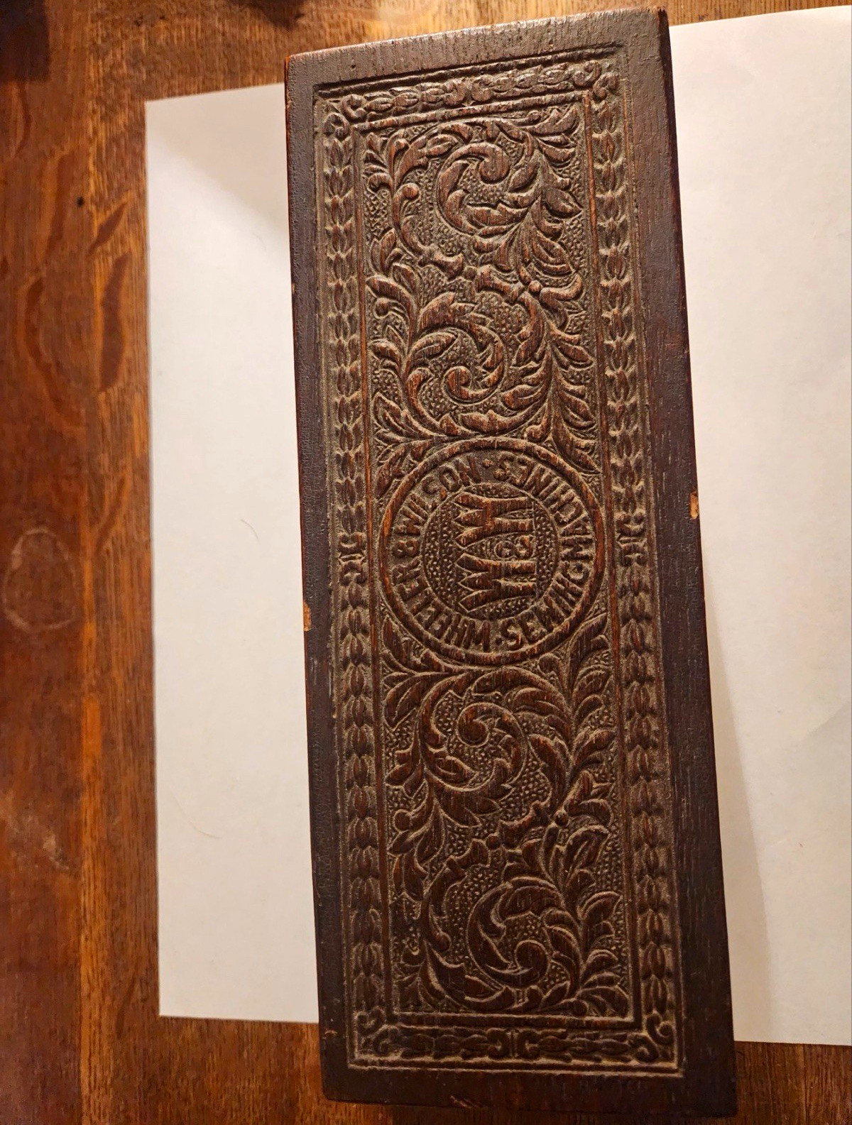 Antique 1800s Wheeler & Wilson Sewing Machine Carved Oak Accessory Box