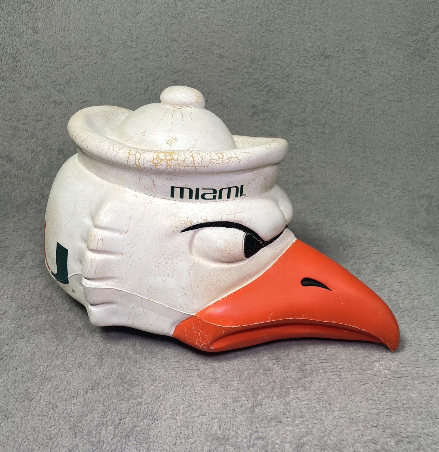Vtg Miami Hurricanes Sebastian The Ibis Cane Head Cap by FoamHeads 2002 Rare Y2K