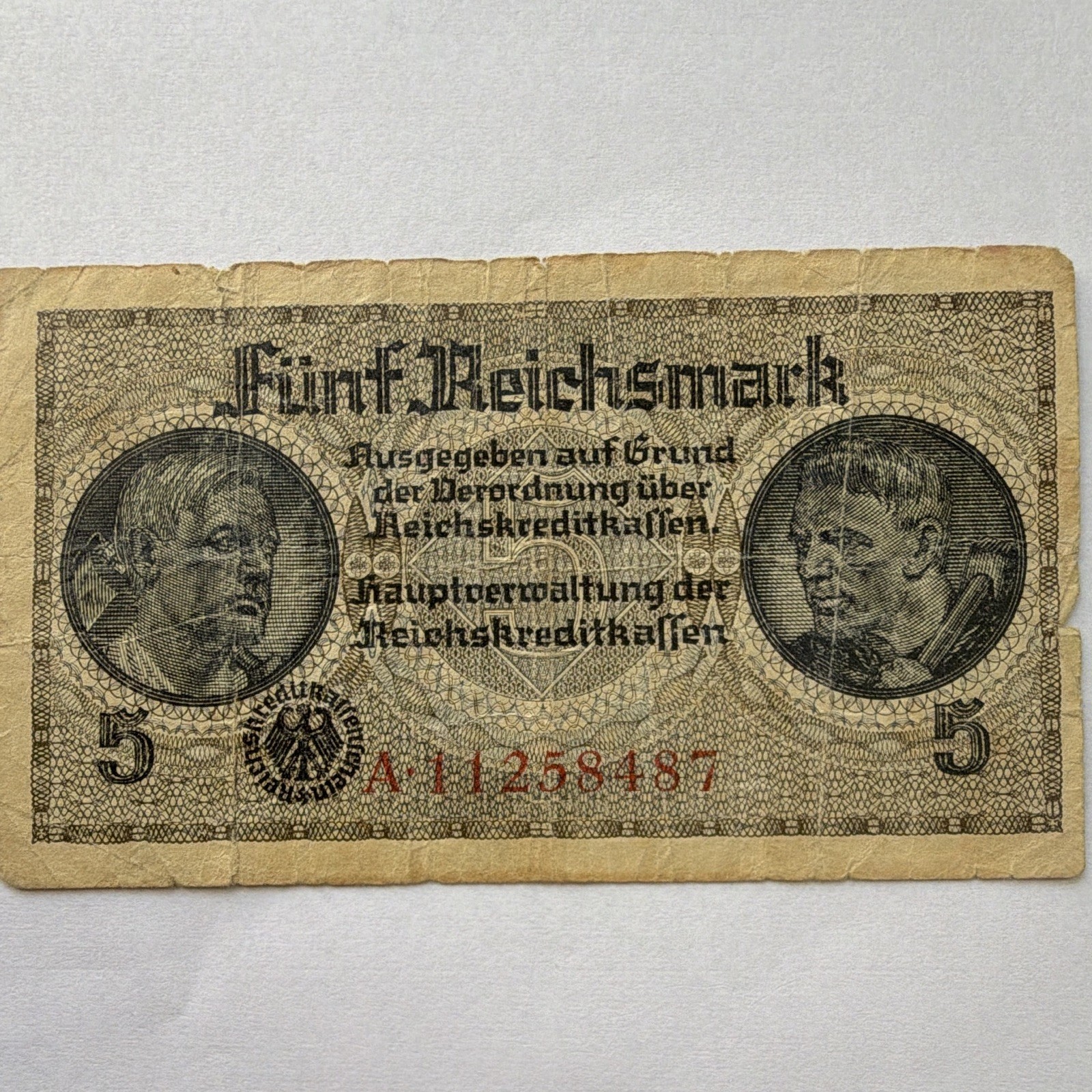 Germany 5 Reichsmark Banknote, Circulated, Uncertified, Ungraded A11258487
