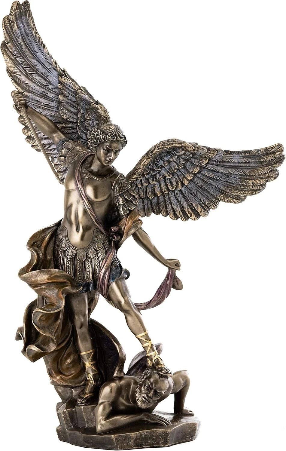 14.5Inch Large St. Michael Archangel Cold Cast Bronze Statue for Church Sanctuar