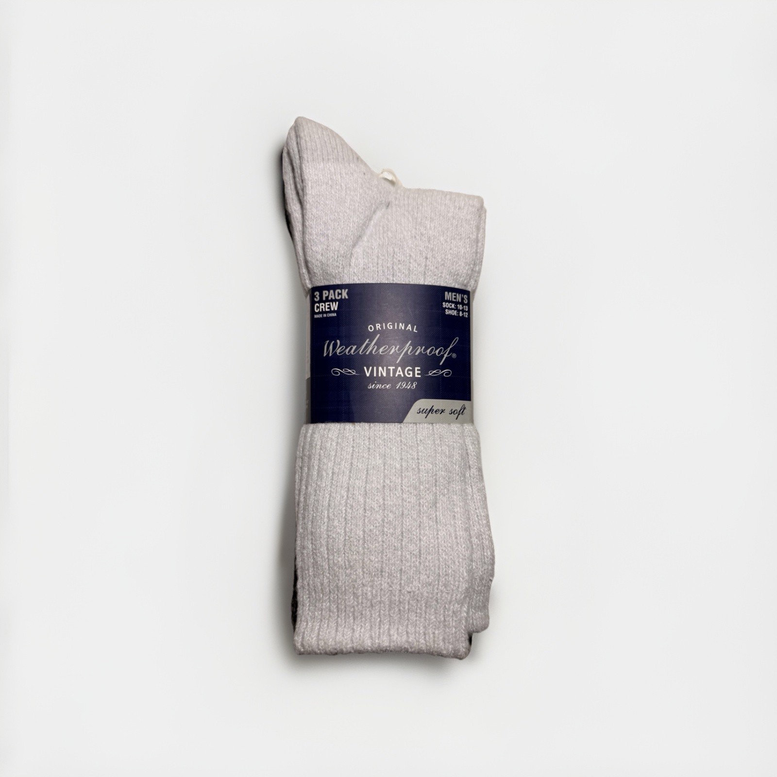 New Original Weatherproof Vintage 3 Pack Men Soft Boot Crew Socks Sizes 10-13