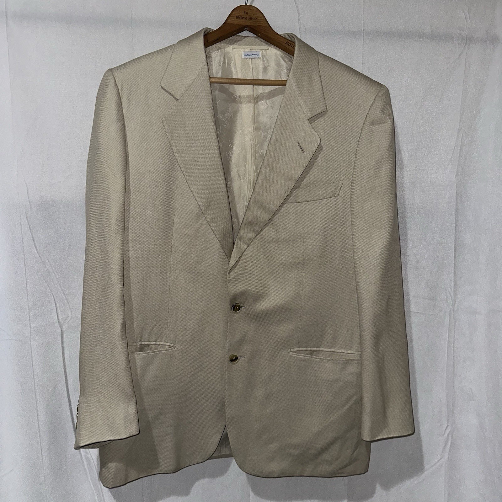 Vintage Brioni 100% Silk Blazer Ivory Off White 40 R Sport Coat Cuzzens Italy
