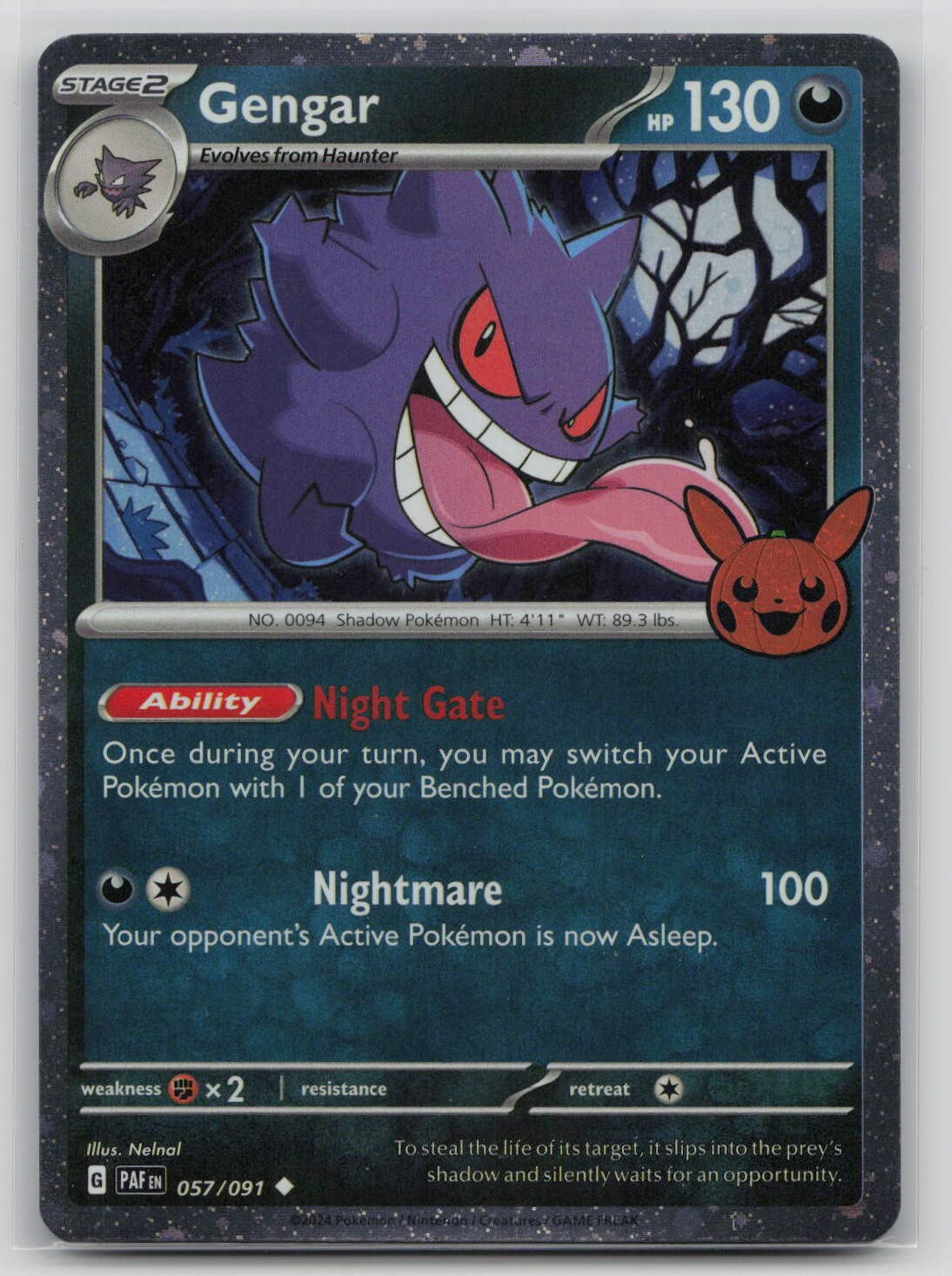 Gengar (Cosmos Holo) 057/091 Holo Rare Trick or Trade BOOster 2024 Pokemon NM