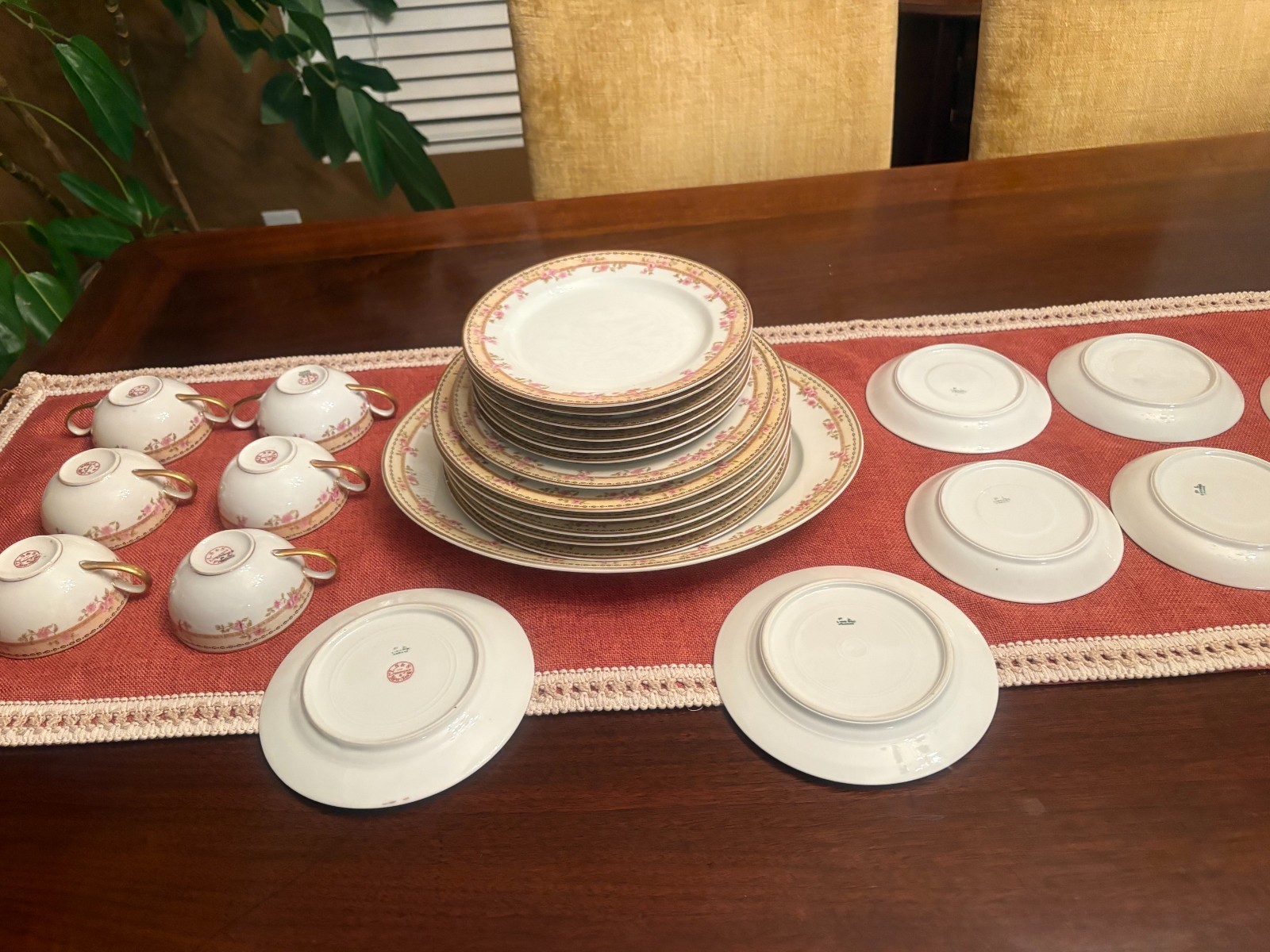 Antique LS&S Limoges France Porcelain (Pink Rose)  Dinnerware Set  (26pcs.)