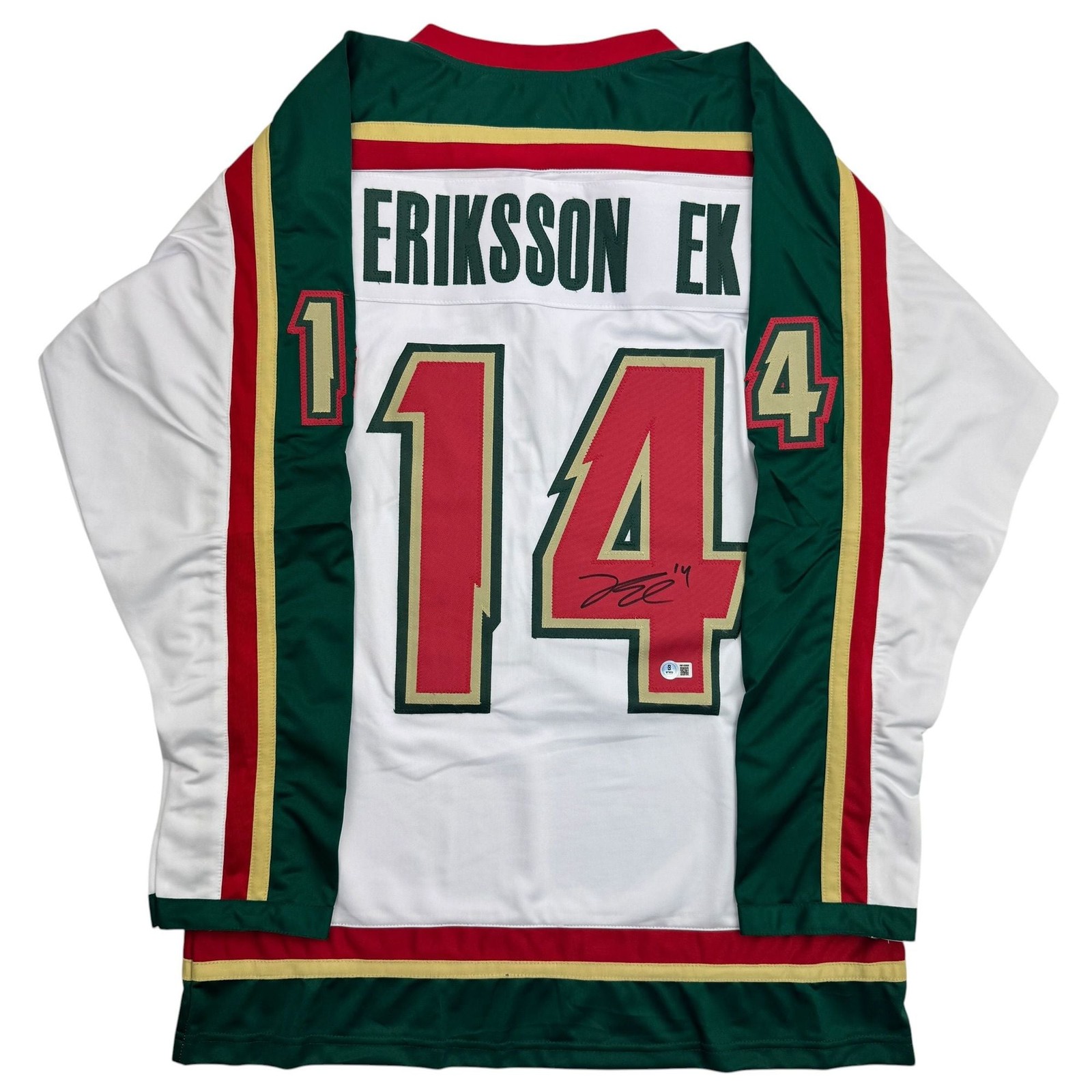 Autographed/Signed Joel Eriksson Ek Minnesota White Hockey Jersey BAS COA Autographed/Signed Joel Eriksson Ek Minnesota White Hockey Jersey BAS COA