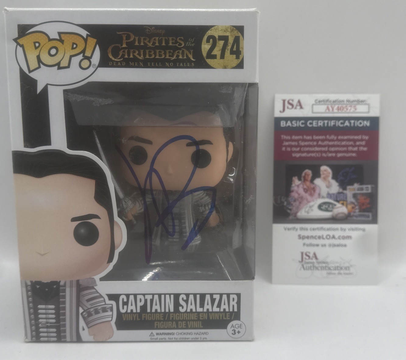 Javier Bardem Signed Autographed Captain Salazar Funko Pop #274 JSA COA W/ PROOF Javier Bardem Signed Autographed Captain Salazar Funko Pop #274 JSA COA W/ PROOF